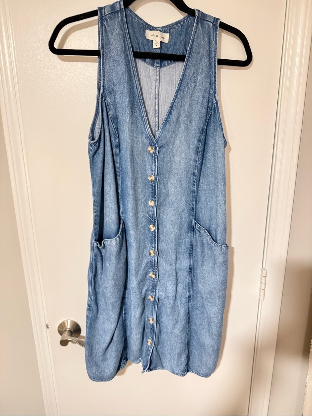 cloth & stone Light Blue Denim Midi Button-Front Dress